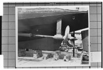 Unknown ship in dry dock.  View of Propeller